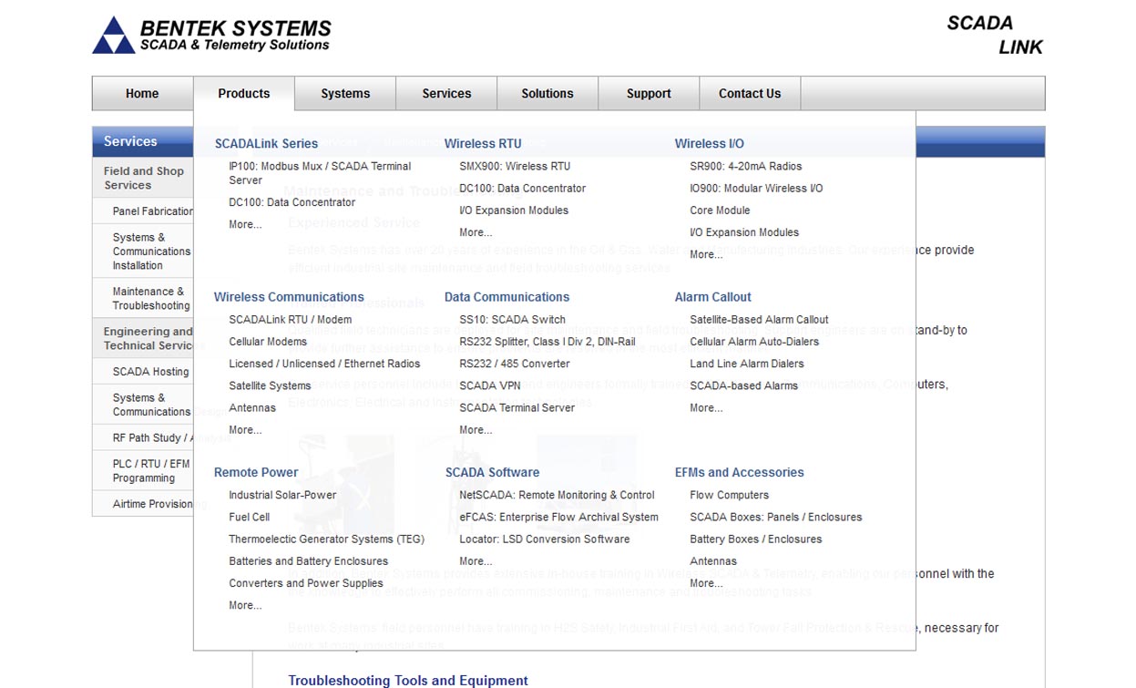 Industrial Company Mega Menu with SEO